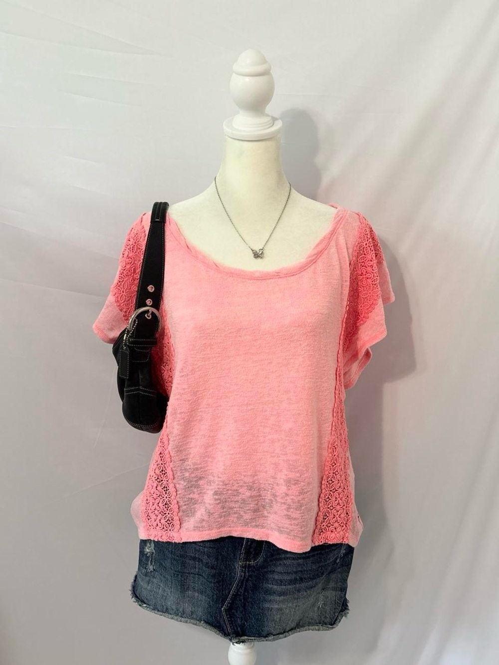 Vintage Pink Lace Boho  Hollister Top